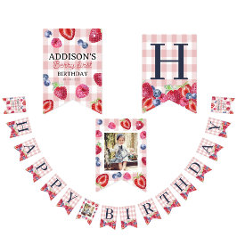 Bandeirinha Xadrez Rosa de Aniversário Personalizada
