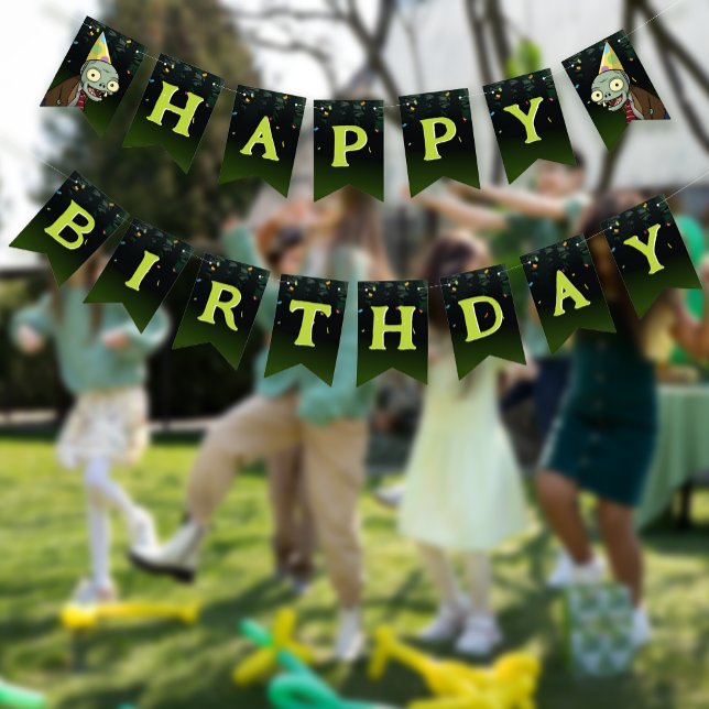 Bandeirinha Zombie Happy Birthday Boy Monstros do Dia das Brux (Criador carregado)