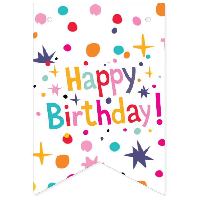 Bandeirinhas de Confetes de Aniversário Retrô (Primeira Bandeira)