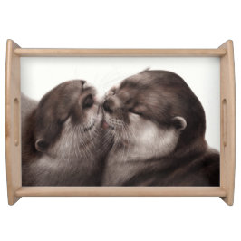 Bandeja Arte de Lontras Beijando - Vida Selvagem Pintada à