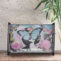 Borboleta-rosa-Pop da-retrorativa e borboleta azul