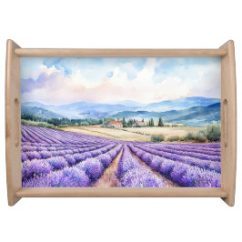 Bandeja Campo de lavanda em aquarela e campo francês