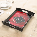 Bandeja Celebração do Aniversário de Casamento de Rosa 15<br><div class="desc">Celebre o aniversário do casamento da 15 com esta na moda de madeira servindo a bandeja! As inscrições brancas legantes sobre fundo rosa vermelha acrescentam um toque memorável para esta ocasião especial e marco. Personalize com os nomes do casal e as datas do casamento. Design © W.H. Sim. Mais informações...</div>