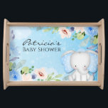 Bandeja Chá de fraldas Elefante Azul Servindo Tray-Baby Bo<br><div class="desc">Chá de fraldas de Elefante Azul servindo a bandeja - presente de chá perfeito para os novos pais.</div>