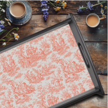Chic vintage orange toile de jouy impresso