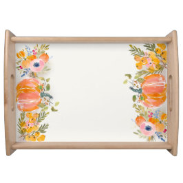 Bandeja Colheita de Outono – Floral de Abóbora em Aquarela