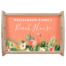 Coral Watercolor Tropical Floral Beach House