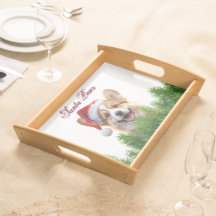 Corgi Festivo com Chapéu de Papai Noel e Grinalda