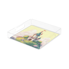 Bandeja De Acrílico Castelo caprichoso com jardim verde