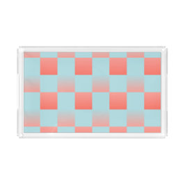 Bandeja De Acrílico gradiente com gradiente de verificação na moda, pó