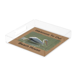 Bandeja De Acrílico Pelican Photo Coastal Bird Summer Beach House