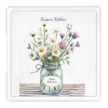 Pote de Pedras com Flores Silvestres