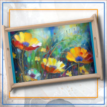 BANDEJA DE SERVIDOR - Design Floral Laranja, Amare