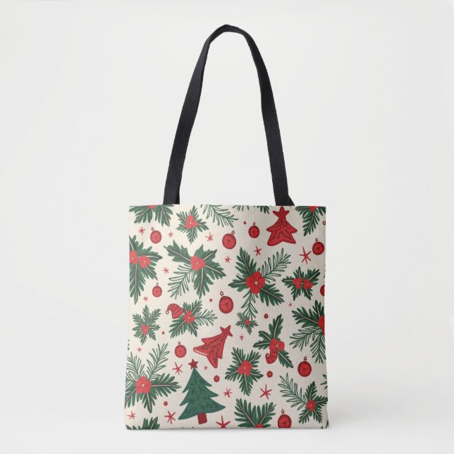 Bandeja de Tote All-Over-Impressão de Natal, Média (Frente)