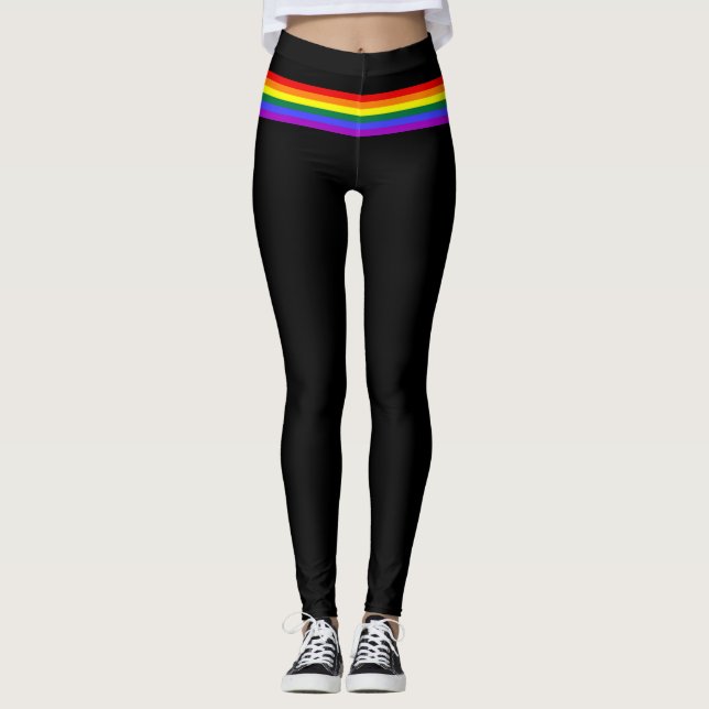 Bandeja do arco-íris personalizado Leggings preto (Frente)