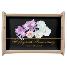 Elegante 50º Aniversário de Casamento Negro Dourad