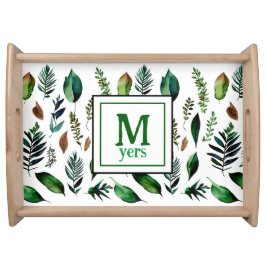 Bandeja Folhagem Verde Natureza Botânica Personalizada