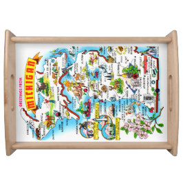 Bandeja Mapa Colorido Vintage de Michigan