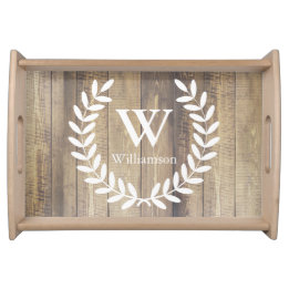 Bandeja Nome da Família Rustic Farmhouse White Country Lau
