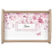 Nome, Holandês Art Pink Florals Baby Nursery Tray