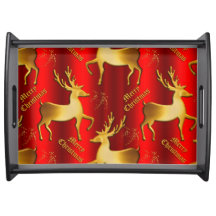 Ouro Reindeer sobre o Feliz Natal Vermelho