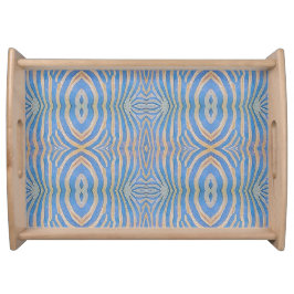 Bandeja Padrão de zebra azul e dourado texturizado e simét