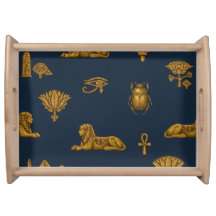 Padrão Egípcio Minimalista Azul Marinho e Dourado 