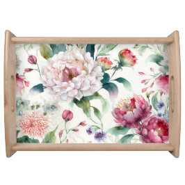 Bandeja Padrão floral asiático delicado e elegante de aqua