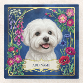 Bandeja Personalizada para Cão Maltês com Flores A