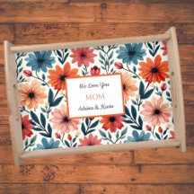 Pêssego e padrão floral Primavera azul Nome person