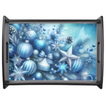 PRETTY BLUE HOLIDAY CHRISTMAS ORNAMENTS STARS