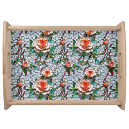 Bandeja Um Belo Padrão Faux Mosaico Floral