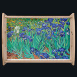 Bandeja Van Gogh Irises. impressionismo floral azul<br><div class="desc">Van Gogh "Irises" servindo a bandeja. Arte do impressionismo floral azul.</div>