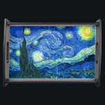 Bandeja Van Gogh/noite estelar<br><div class="desc">A famosa pintura de Van Gogh,  "A Noite Estrelada". Pintado durante sua estadia no asilo Remy Santo na década de 1880,  Van Gogh retratou as colinas rolantes e árvores ciprestes que viu de sua janela.  Melhorado digitalmente por PixDezines.Copyright © 2008-2016 PixDezines.com™ e PixDezines™ em zazzle.com. Todos os direitos reservados.</div>