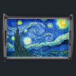Bandeja Van Gogh/noite estelar<br><div class="desc">A famosa pintura de Van Gogh,  "A Noite Estrelada". Pintado durante sua estadia no asilo Remy Santo na década de 1880,  Van Gogh retratou as colinas rolantes e árvores ciprestes que viu de sua janela.  Melhorado digitalmente por PixDezines.Copyright © 2008-2016 PixDezines.com™ e PixDezines™ em zazzle.com. Todos os direitos reservados.</div>