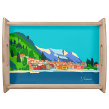 Varenna Lake Como Itália Ilustração Viagem