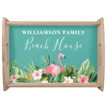 Watercolor Tropical Floral Family Name Beach House