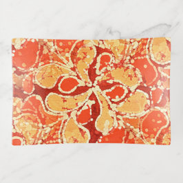 Bandejas Amarelo Laranja Bali Estilo Batik Padrão Paisley A