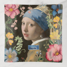 Bandeja de vidro Uma SDC Floral (Rapariga Pérola)