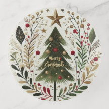Feliz Natal Árvore Verde Dourada Tipografia Estrel