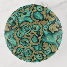 Funky Turquoise Green Faux Dourado Swirls Padrão