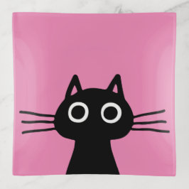 Bandejas Gato de Gatinho Preto Quirky | Rosa de Arte Animal