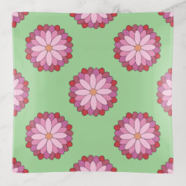 Bandejas Medalhão Verde-Asiático Pastel Rosa Floral