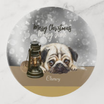 Merry Christmas Pug lover cinza marrom