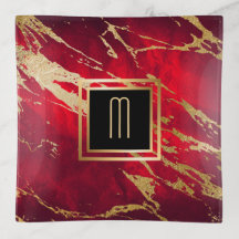 Monograma Dourado de mármore vermelho