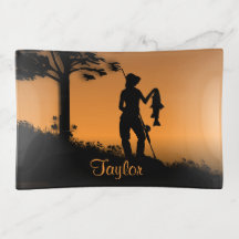 Mulher Fisher em Dusk