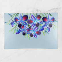 Orquídeas Florais Azuis Elegante Aquarela