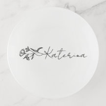 Prato de Anel Floral Personalizado Nome Botânico