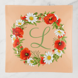 Bandejas Primavera Personalizado Poppies Daisies Monograma 