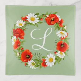 Bandejas Primavera Personalizado Poppies Daisies Monograma 